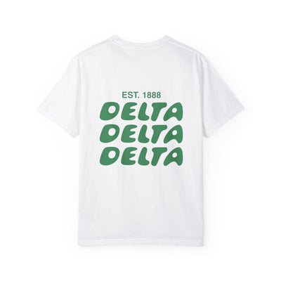 Delta Delta Delta Bubble Letter T-Shirt | Tri Delta Trendy College Greek Custom Oversized Shirt | Big Little Sorority T Shirt Gift