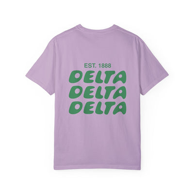 Delta Delta Delta Bubble Letter T-Shirt | Tri Delta Trendy College Greek Custom Oversized Shirt | Big Little Sorority T Shirt Gift