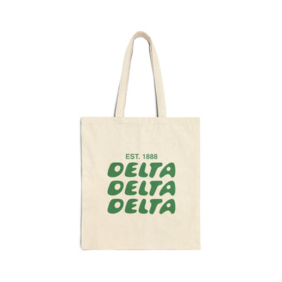 Delta Delta Delta Bubble Text Trendy Tote Bag | Tri Delta College Sorority Beach Bag | Big Little Gift