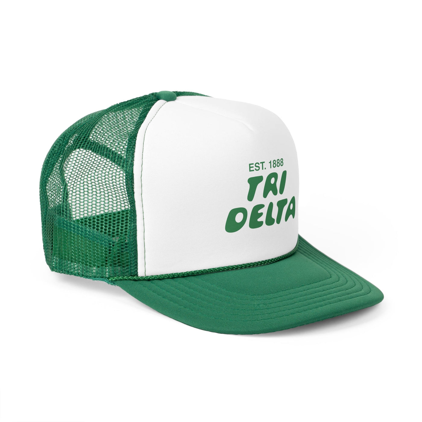 Delta Delta Delta Bubble Text Trendy Trucker Hat | Tri Delta Bid Day Recruitment Gift | Big Little Gift