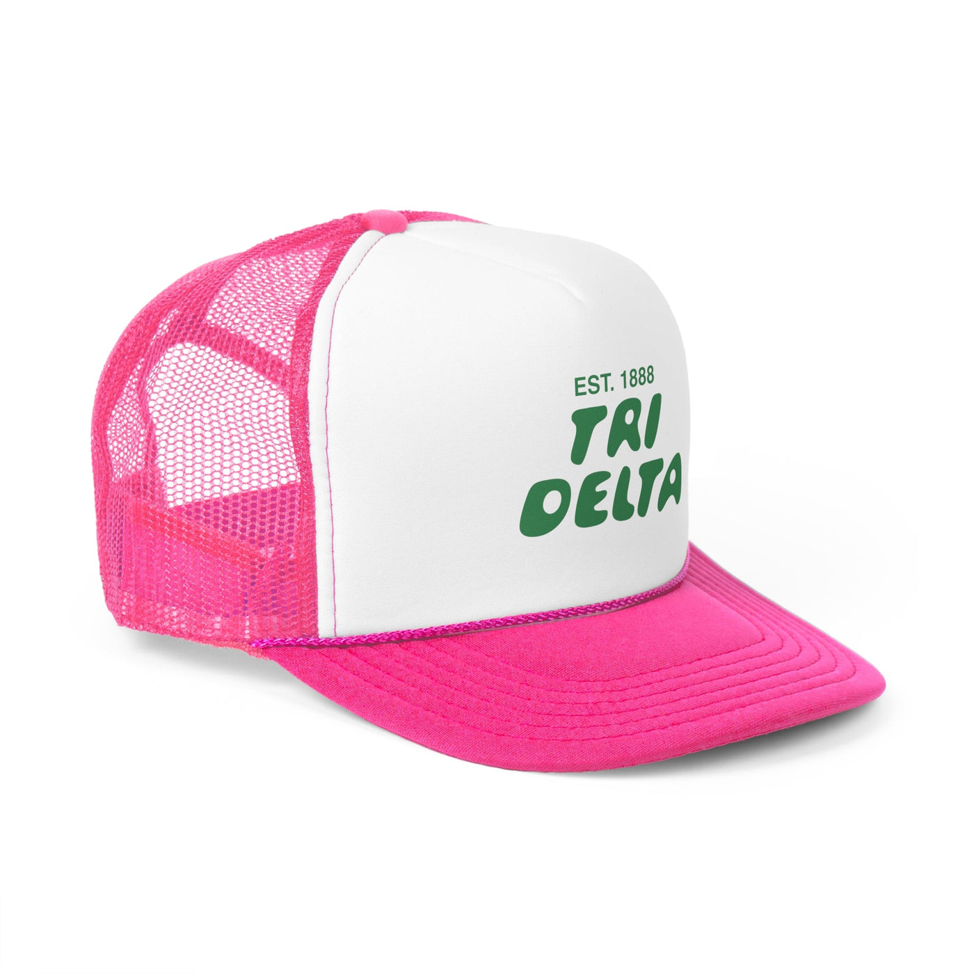 Delta Delta Delta Bubble Text Trendy Trucker Hat | Tri Delta Bid Day Recruitment Gift | Big Little Gift