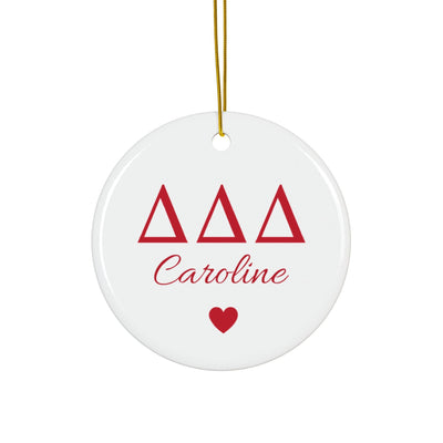 Delta Delta Delta Customizable Trendy Red Letter Ornament Gift | Tri Delta Holiday Christmas Gift | Sorority Ornament | Your Name