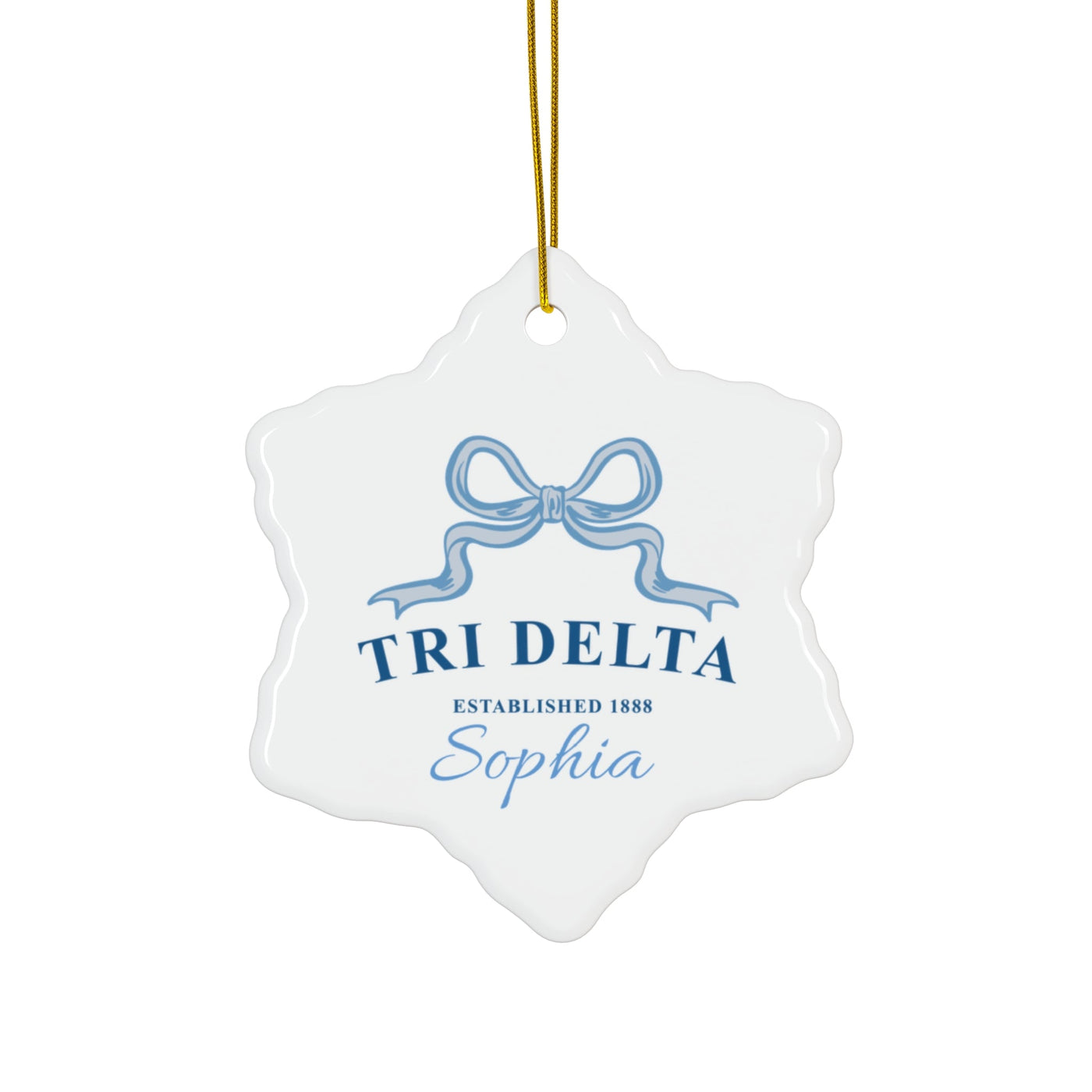 Delta Delta Delta Customizable Trendy Ribbon Ornament Gift | Tri Delta Holiday Christmas Gift | Sorority Ornament | Your Name