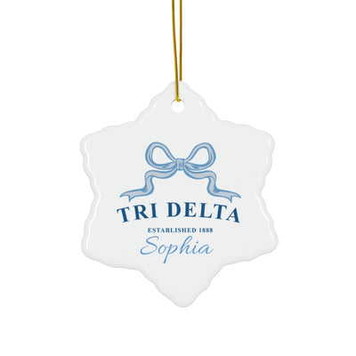 Delta Delta Delta Customizable Trendy Ribbon Ornament Gift | Tri Delta Holiday Christmas Gift | Sorority Ornament | Your Name