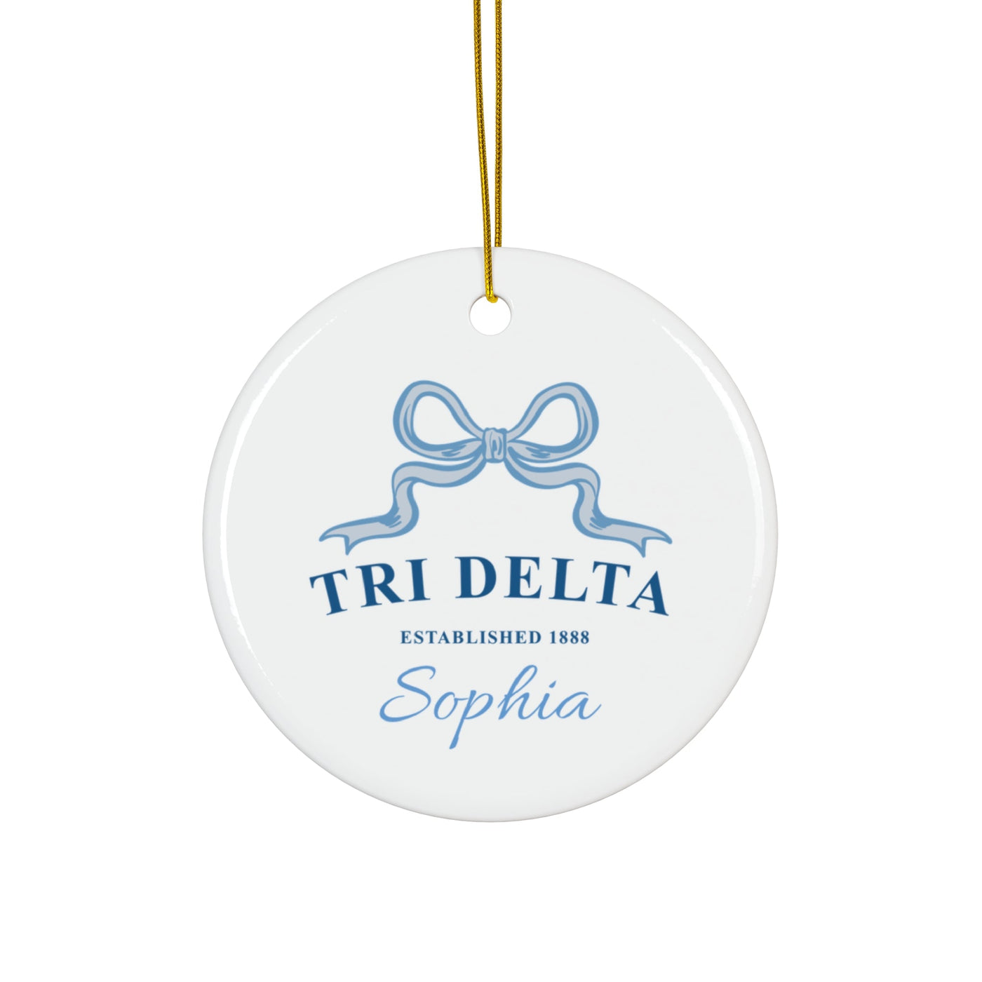 Delta Delta Delta Customizable Trendy Ribbon Ornament Gift | Tri Delta Holiday Christmas Gift | Sorority Ornament | Your Name