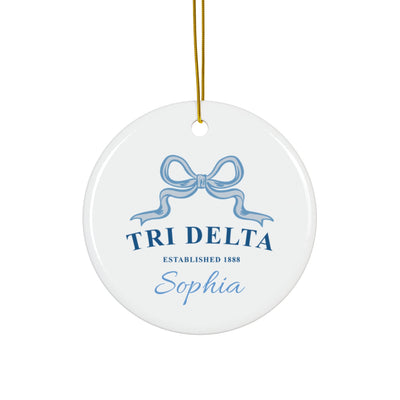 Delta Delta Delta Customizable Trendy Ribbon Ornament Gift | Tri Delta Holiday Christmas Gift | Sorority Ornament | Your Name