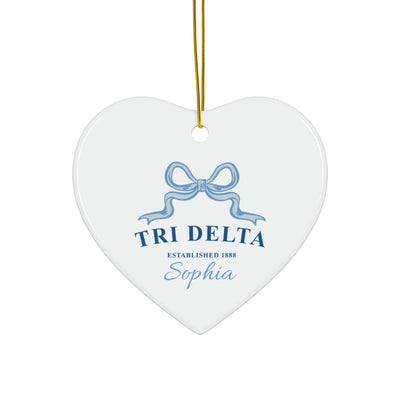 Delta Delta Delta Customizable Trendy Ribbon Ornament Gift | Tri Delta Holiday Christmas Gift | Sorority Ornament | Your Name