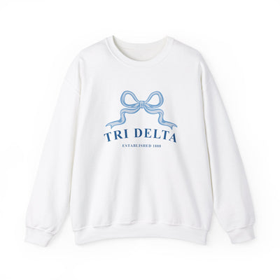 Delta Delta Delta Ribbon Sorority Crewneck | Tri Delta Trendy Sweatshirt Big Little Recruitment Gift