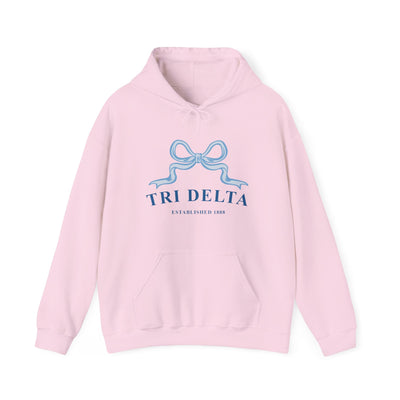 Delta Delta Delta Ribbon Sorority Hoodie | Tri Delta Trendy Sweatshirt Big Little Recruitment Gift