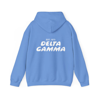 Delta Gamma Bubble Font Sorority Hoodie | Dee Gee Trendy Sweatshirt | Big Little Gift | Recruitment Gift