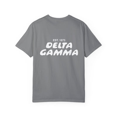 Delta Gamma Bubble Letter T-Shirt | Dee Gee Trendy College Greek Custom Oversized Shirt | Big Little Sorority T Shirt Gift