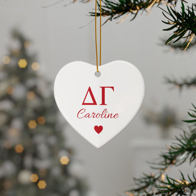 Delta Gamma Customizable Trendy Red Letter Ornament Gift | Dee Gee Holiday Christmas Gift | Sorority Ornament | Your Name