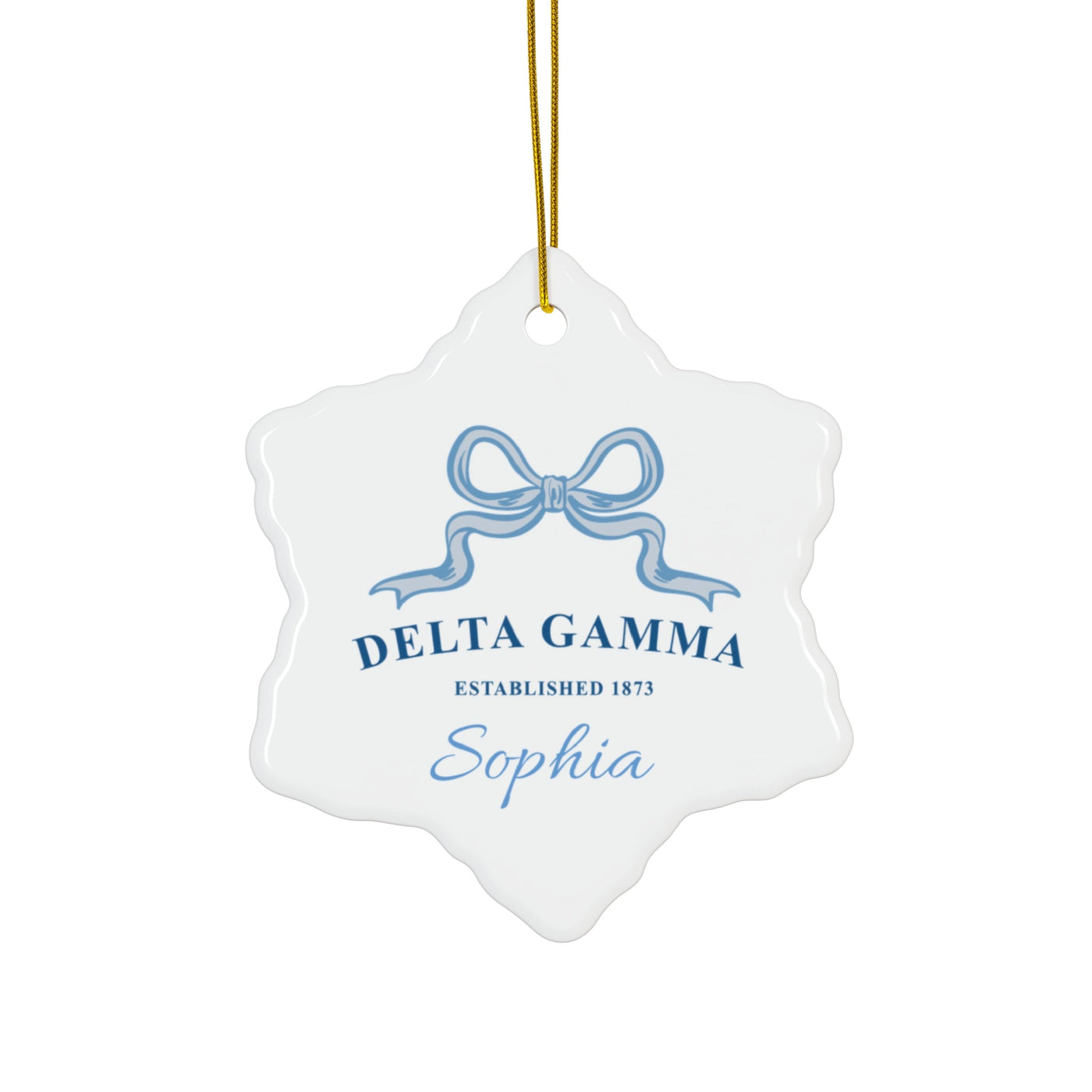 Delta Gamma Customizable Trendy Ribbon Ornament Gift | Dee Gee Holiday Christmas Gift | Sorority Ornament | Your Name