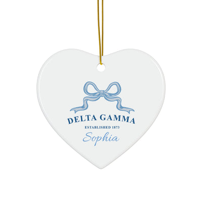 Delta Gamma Customizable Trendy Ribbon Ornament Gift | Dee Gee Holiday Christmas Gift | Sorority Ornament | Your Name