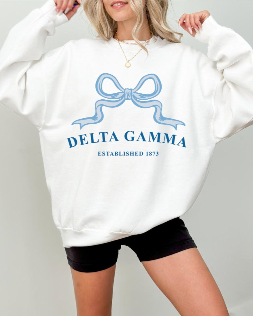 Delta Gamma Ribbon Sorority Crewneck | Dee Gee Trendy Sweatshirt Big Little Recruitment Gift