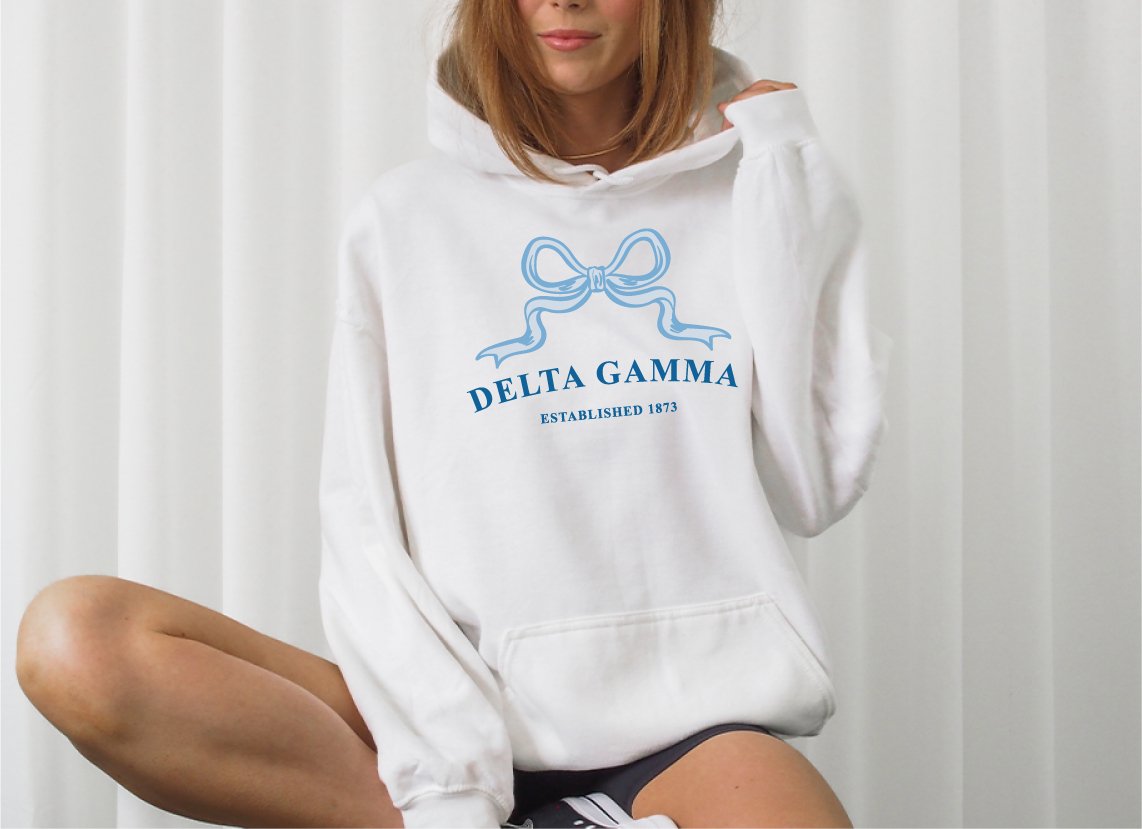 Delta Gamma Ribbon Sorority Hoodie | Dee Gee Trendy Sweatshirt Big Little Recruitment Gift