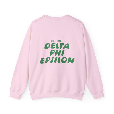 Delta Phi Epsilon Bubble Font Sorority Crewneck Sweatshirt | DPhiE Trendy Sweatshirt | Big Little Gift | Recruitment Gift