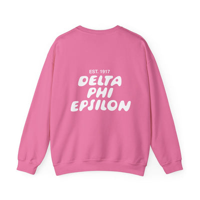 Delta Phi Epsilon Bubble Font Sorority Crewneck Sweatshirt | DPhiE Trendy Sweatshirt | Big Little Gift | Recruitment Gift