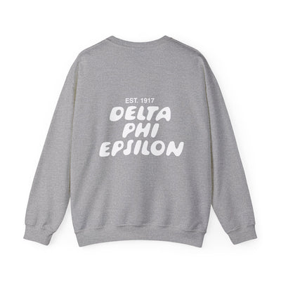 Delta Phi Epsilon Bubble Font Sorority Crewneck Sweatshirt | DPhiE Trendy Sweatshirt | Big Little Gift | Recruitment Gift