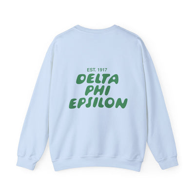 Delta Phi Epsilon Bubble Font Sorority Crewneck Sweatshirt | DPhiE Trendy Sweatshirt | Big Little Gift | Recruitment Gift