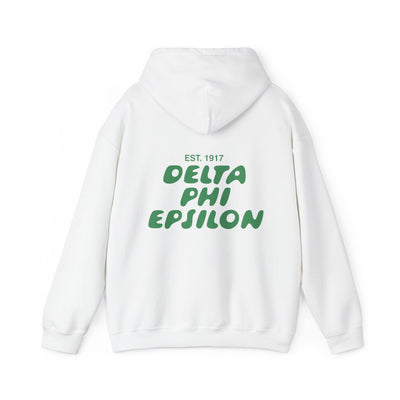 Delta Phi Epsilon Bubble Font Sorority Hoodie | DPhiE Trendy Sweatshirt | Big Little Gift | Recruitment Gift