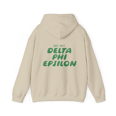 Delta Phi Epsilon Bubble Font Sorority Hoodie | DPhiE Trendy Sweatshirt | Big Little Gift | Recruitment Gift