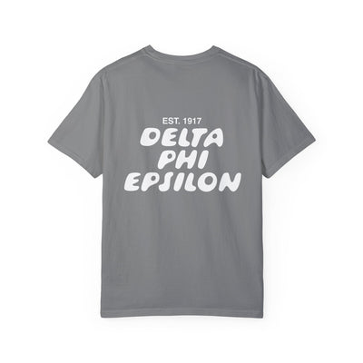 Delta Phi Epsilon Bubble Letter T-Shirt | DPhiE Trendy College Greek Custom Oversized Shirt | Big Little Sorority T Shirt Gift