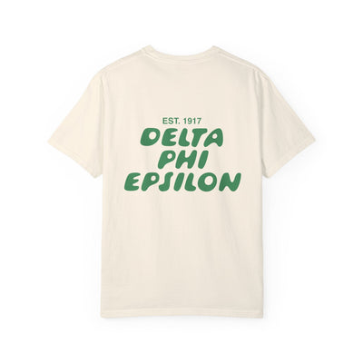 Delta Phi Epsilon Bubble Letter T-Shirt | DPhiE Trendy College Greek Custom Oversized Shirt | Big Little Sorority T Shirt Gift