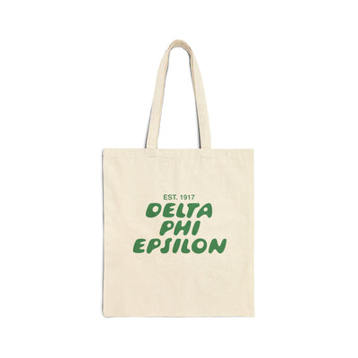 Delta Phi Epsilon Bubble Text Trendy Tote Bag | DPhiE College Sorority Beach Bag | Big Little Gift