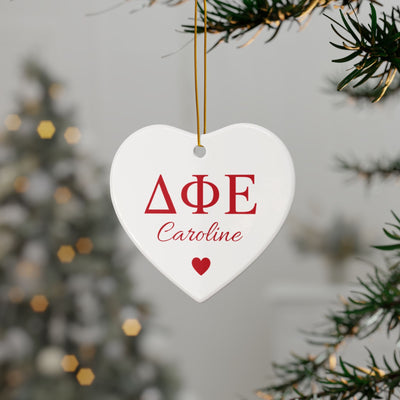 Delta Phi Epsilon Customizable Trendy Red Letter Ornament Gift | DPhiE Holiday Christmas Gift | Sorority Ornament | Your Name