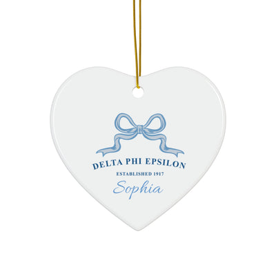 Delta Phi Epsilon Customizable Trendy Ribbon Ornament Gift | DPhiE Holiday Christmas Gift | Sorority Ornament | Your Name