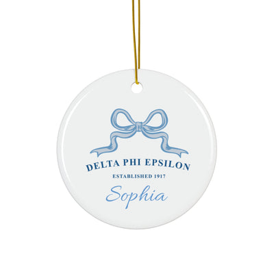 Delta Phi Epsilon Customizable Trendy Ribbon Ornament Gift | DPhiE Holiday Christmas Gift | Sorority Ornament | Your Name