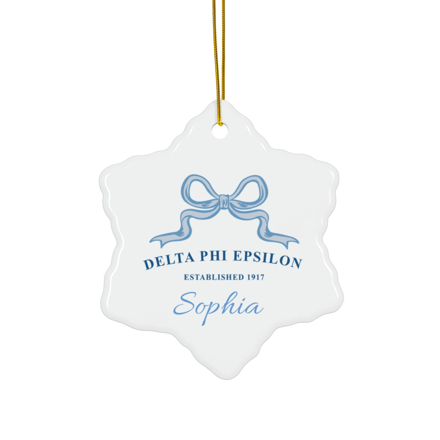 Delta Phi Epsilon Customizable Trendy Ribbon Ornament Gift | DPhiE Holiday Christmas Gift | Sorority Ornament | Your Name