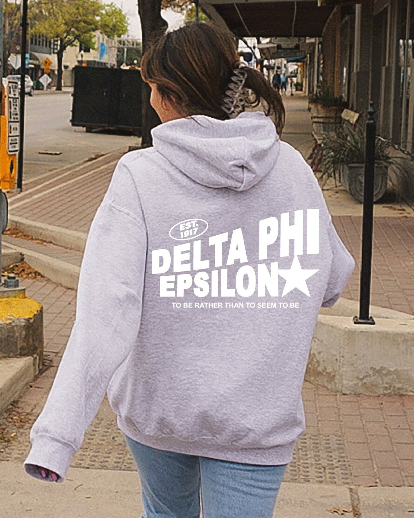 Delta Phi Epsilon Trendy Star Sorority Hoodie | DPhiE Cute Sweatshirt | Big Little Gift | Recruitment Gift