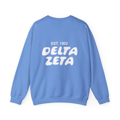 Delta Zeta Bubble Font Sorority Crewneck Sweatshirt | Dee Zee Trendy Sweatshirt | Big Little Gift | Recruitment Gift