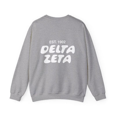 Delta Zeta Bubble Font Sorority Crewneck Sweatshirt | Dee Zee Trendy Sweatshirt | Big Little Gift | Recruitment Gift