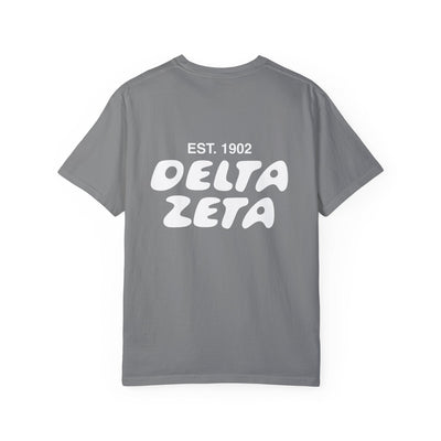 Delta Zeta Bubble Letter T-Shirt | Dee Zee Trendy College Greek Custom Oversized Shirt | Big Little Sorority T Shirt Gift