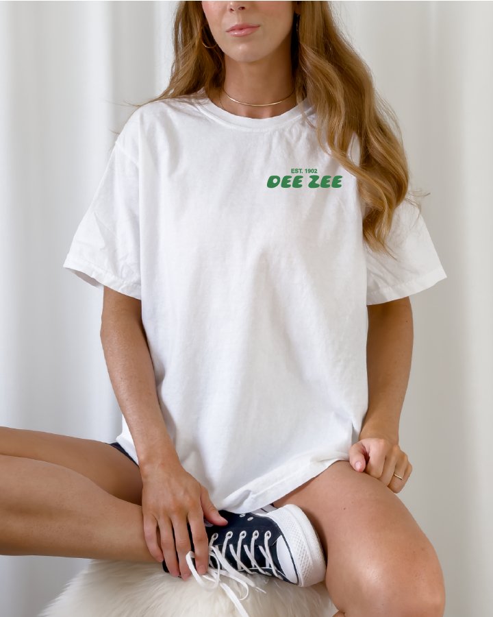 Delta Zeta Bubble Letter T-Shirt | Dee Zee Trendy College Greek Custom Oversized Shirt | Big Little Sorority T Shirt Gift