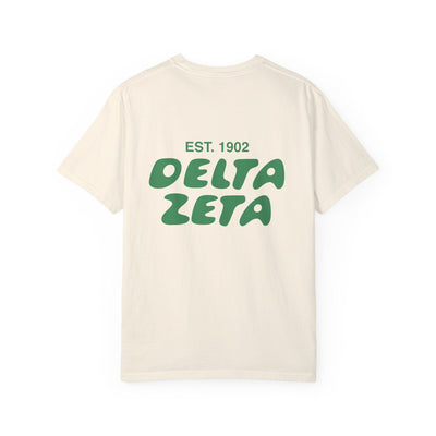 Delta Zeta Bubble Letter T-Shirt | Dee Zee Trendy College Greek Custom Oversized Shirt | Big Little Sorority T Shirt Gift