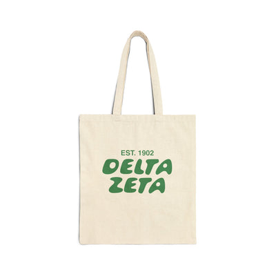 Delta Zeta Bubble Text Trendy Tote Bag | DZ College Sorority Beach Bag | Big Little Gift