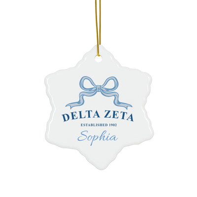 Delta Zeta Customizable Trendy Ribbon Ornament Gift | Dee Zee Holiday Christmas Gift | Sorority Ornament | Your Name