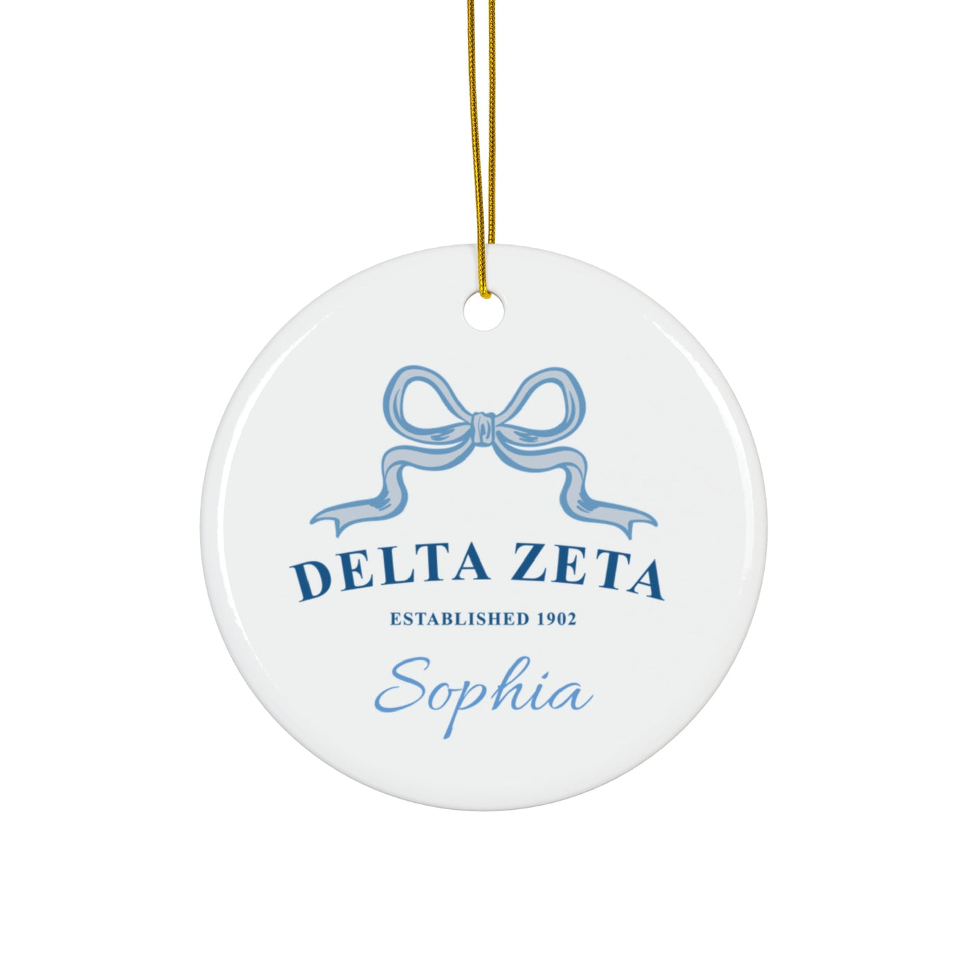 Delta Zeta Customizable Trendy Ribbon Ornament Gift | Dee Zee Holiday Christmas Gift | Sorority Ornament | Your Name