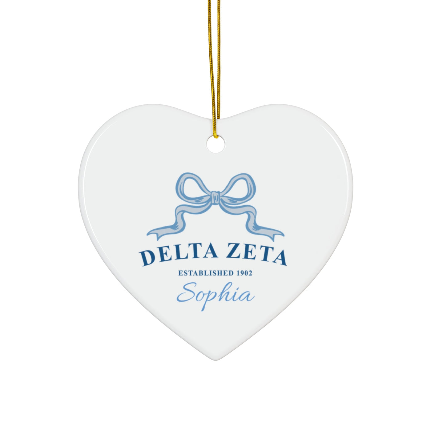 Delta Zeta Customizable Trendy Ribbon Ornament Gift | Dee Zee Holiday Christmas Gift | Sorority Ornament | Your Name