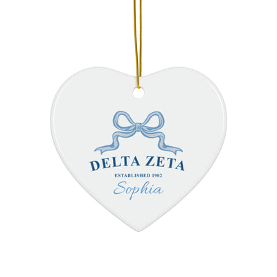 Delta Zeta Customizable Trendy Ribbon Ornament Gift | Dee Zee Holiday Christmas Gift | Sorority Ornament | Your Name