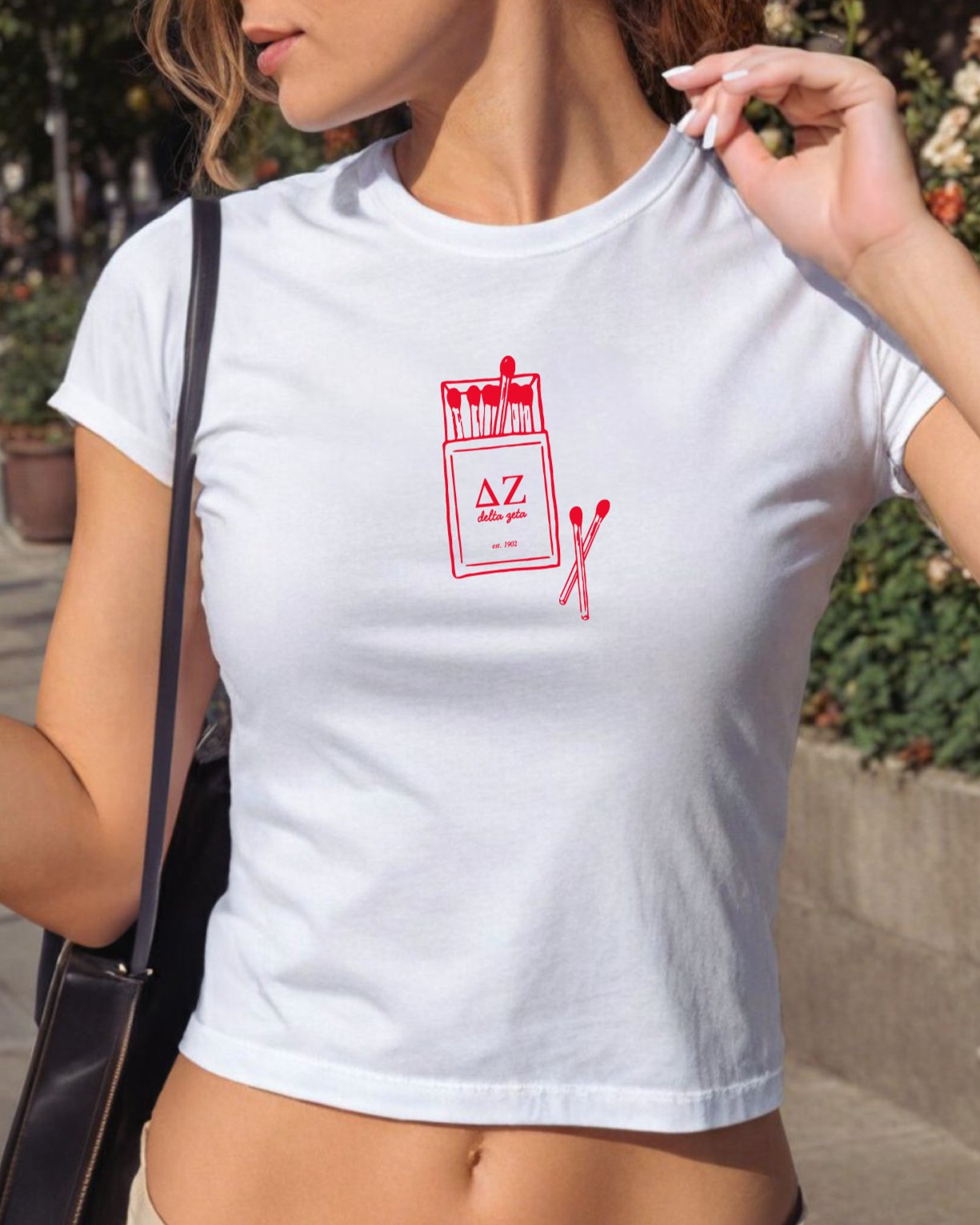 Delta Zeta Matchbook Sorority Crop Top | Dee Zee Sorority Baby Tee | Y2K 2000s Sorority T-Shirt Crop Top | Bid Day Recruitment Gift