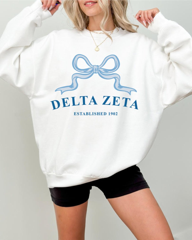 Delta Zeta Ribbon Sorority Crewneck | Dee Zee Trendy Sweatshirt Big Little Recruitment Gift