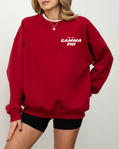 Gamma Phi Beta Bubble Font Sorority Crewneck Sweatshirt | Gamma Phi GPhi Trendy Sweatshirt | Big Little Gift | Recruitment Gift