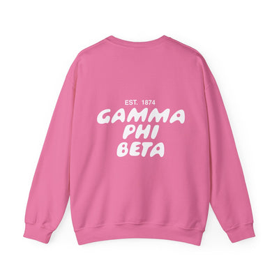 Gamma Phi Beta Bubble Font Sorority Crewneck Sweatshirt | Gamma Phi GPhi Trendy Sweatshirt | Big Little Gift | Recruitment Gift