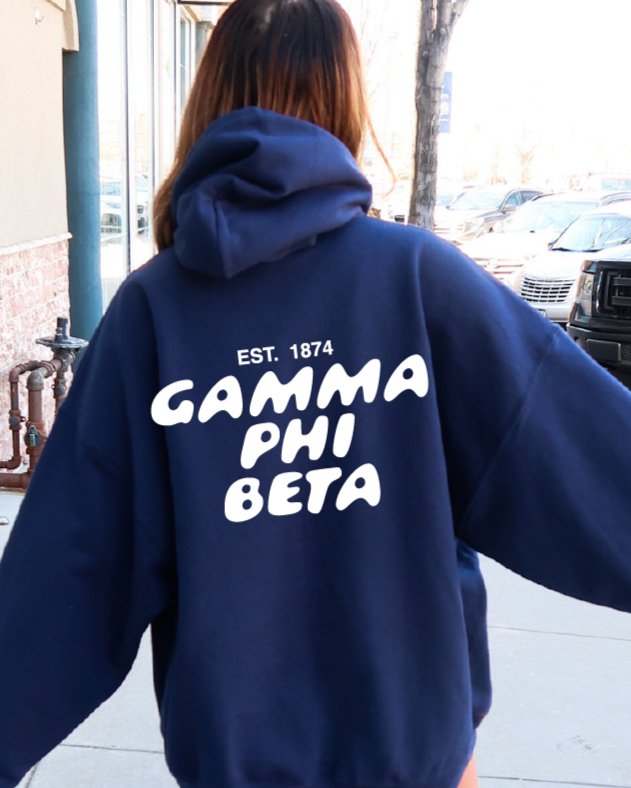 Gamma Phi Beta Bubble Font Sorority Hoodie | Gamma Phi Trendy Sweatshirt | Big Little Gift | Recruitment Gift