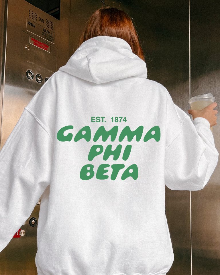 Gamma Phi Beta Bubble Font Sorority Hoodie | Gamma Phi Trendy Sweatshirt | Big Little Gift | Recruitment Gift